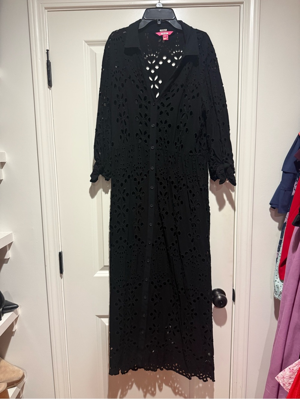 Lilly Pulitzer Black Eyelet Maxi Shirt Dress